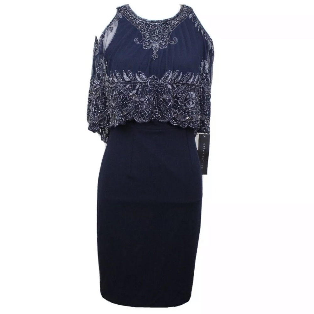 Aidan Mattox Twilight Beaded Capelet Formal Dress